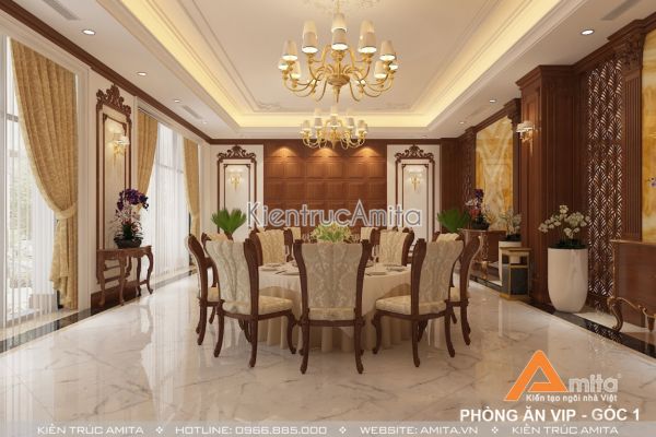 Thiết kế nội thất phòng ăn tân cổ điển đẹp NT12033