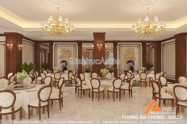 Thiết kế nội thất phòng ăn tân cổ điển đẹp NT12033