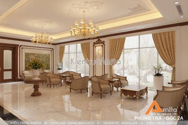 Thiết kế nội thất phòng ăn tân cổ điển đẹp NT12033