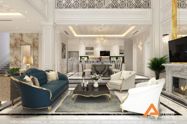 Thiết kế nội thất biệt thự đẹp phong cách tân cô điển ở Hà Nội NT12049