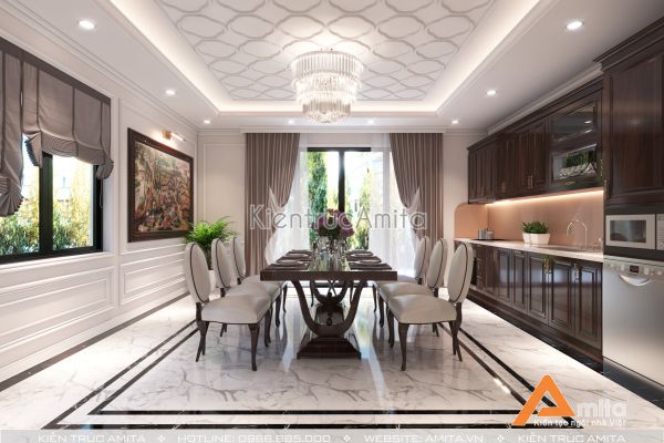 Thiết kế nội thất nhà phố đẹp phong cách tân cổ điển Luxury NT12055