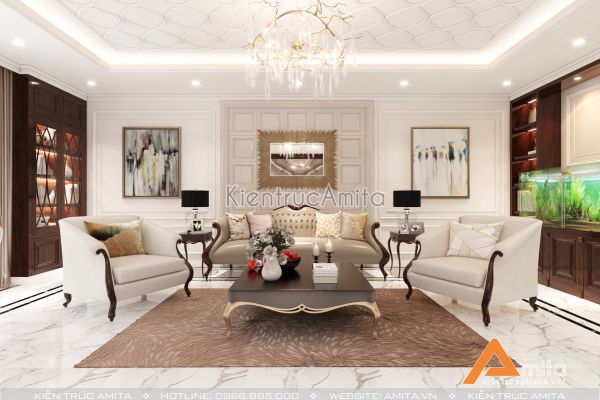 Thiết kế nội thất nhà phố đẹp phong cách tân cổ điển Luxury NT12055