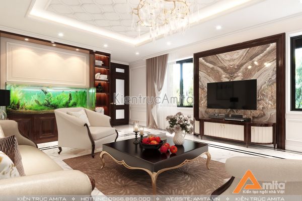 Thiết kế nội thất nhà phố đẹp phong cách tân cổ điển Luxury NT12055