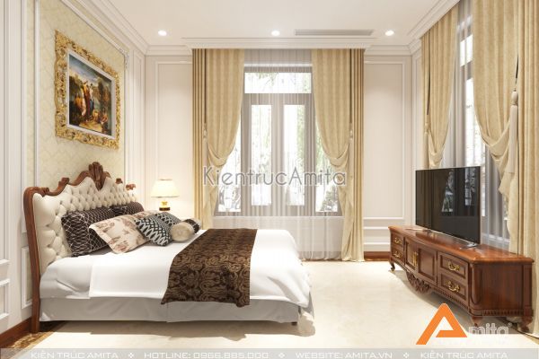 Phong cách thiết kế nội thất biệt thự tân cổ điển 4 phòng ngủ NT12056