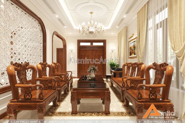 Phong cách thiết kế nội thất biệt thự tân cổ điển 4 phòng ngủ NT12056