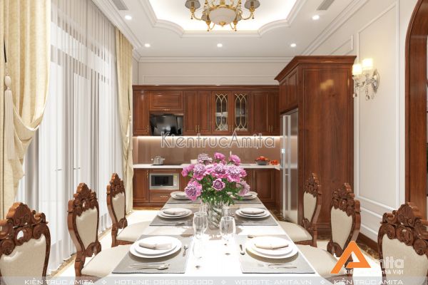 Phong cách thiết kế nội thất biệt thự tân cổ điển 4 phòng ngủ NT12056