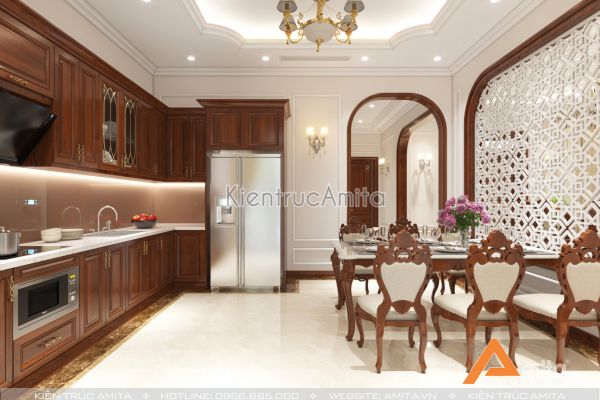 Phong cách thiết kế nội thất biệt thự tân cổ điển 4 phòng ngủ NT12056