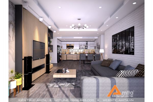 Thiết kế nội thất chung cư hiện đại, trẻ trung, năng động NT21043