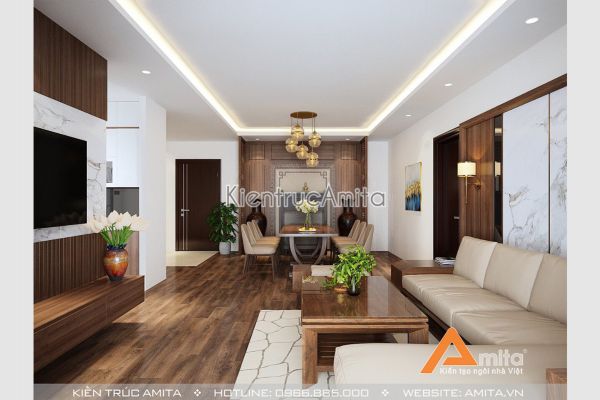 Thiết kế nội thất chung cư Homeland tinh tế sang trọng NT21051