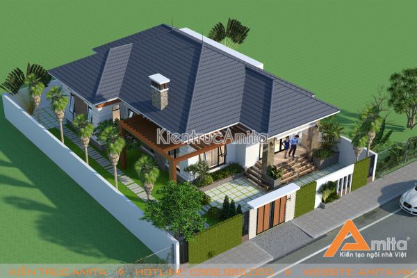 Mẫu thiết kế biệt thự vườn 1 tầng phong cách hiện đại