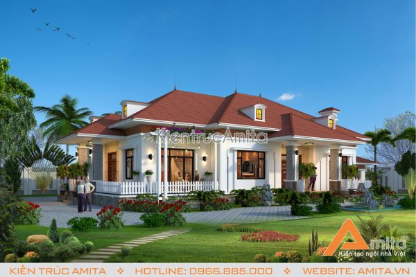 Mẫu thiết kế biệt thự vườn 1 tầng phong cách hiện đại