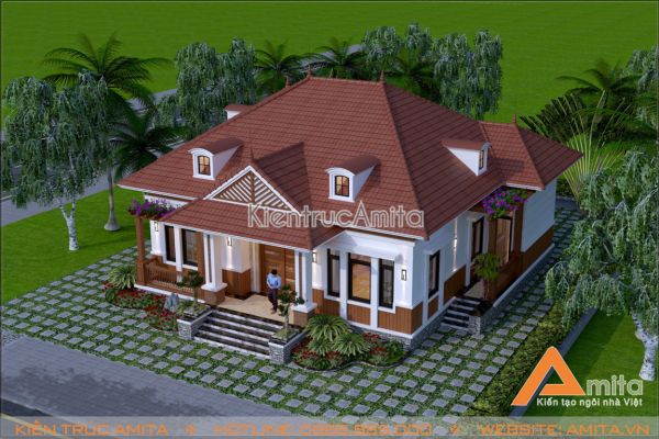 Mẫu thiết kế biệt thự vườn 1 tầng phong cách hiện đại