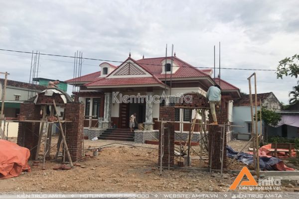 Thi công biệt thự mini 1 tầng mái thái tại Nghệ An TC11151