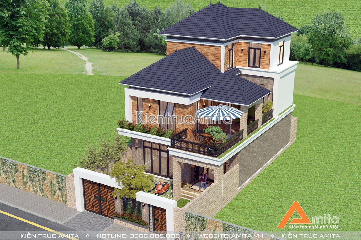 biệt thự 3 tầng mái thái 120m2