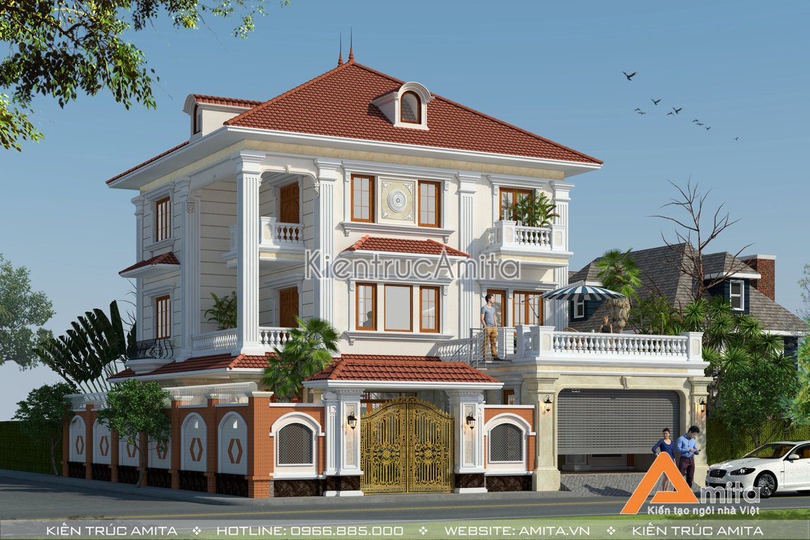 biệt thự 3 tầng mái thái 120m2