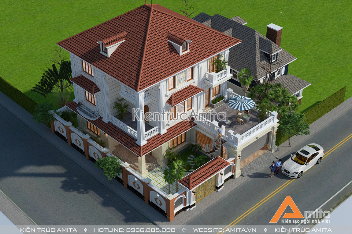 biệt thự 3 tầng mái thái 120m2