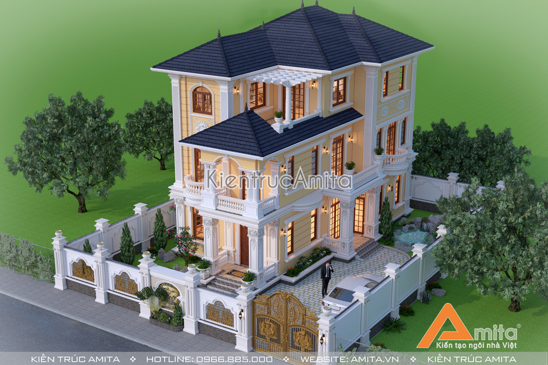 biệt thự 3 tầng mái thái 110m2