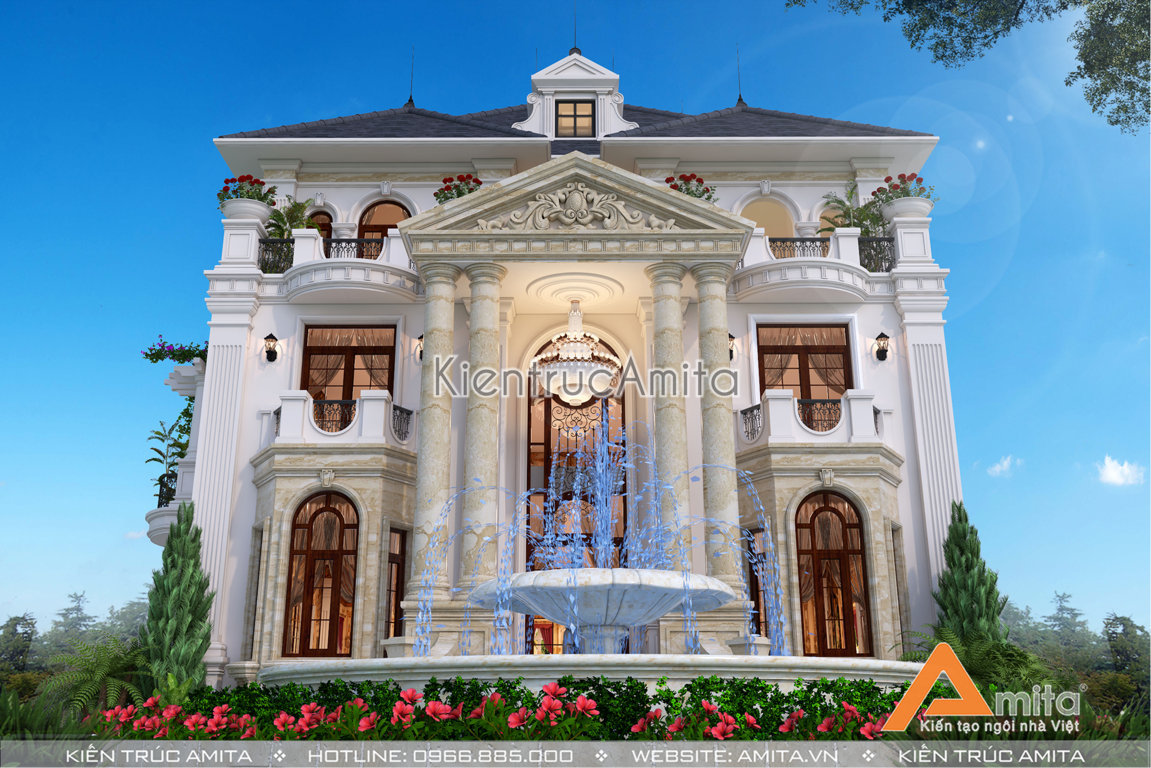 mẫu biệt thự tân cổ điển 3 tầng mặt tiền 15m