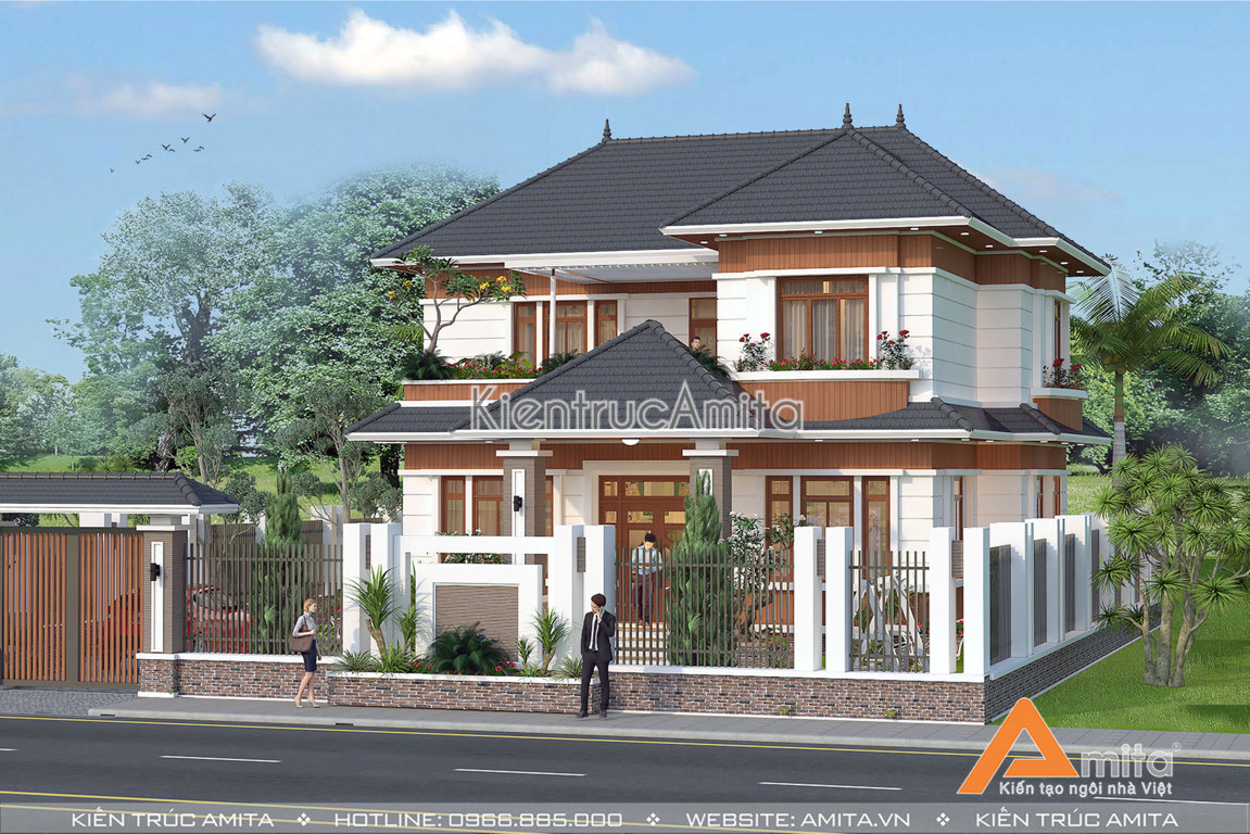 mẫu nhà biệt thự mini 2 tầng hiện đại