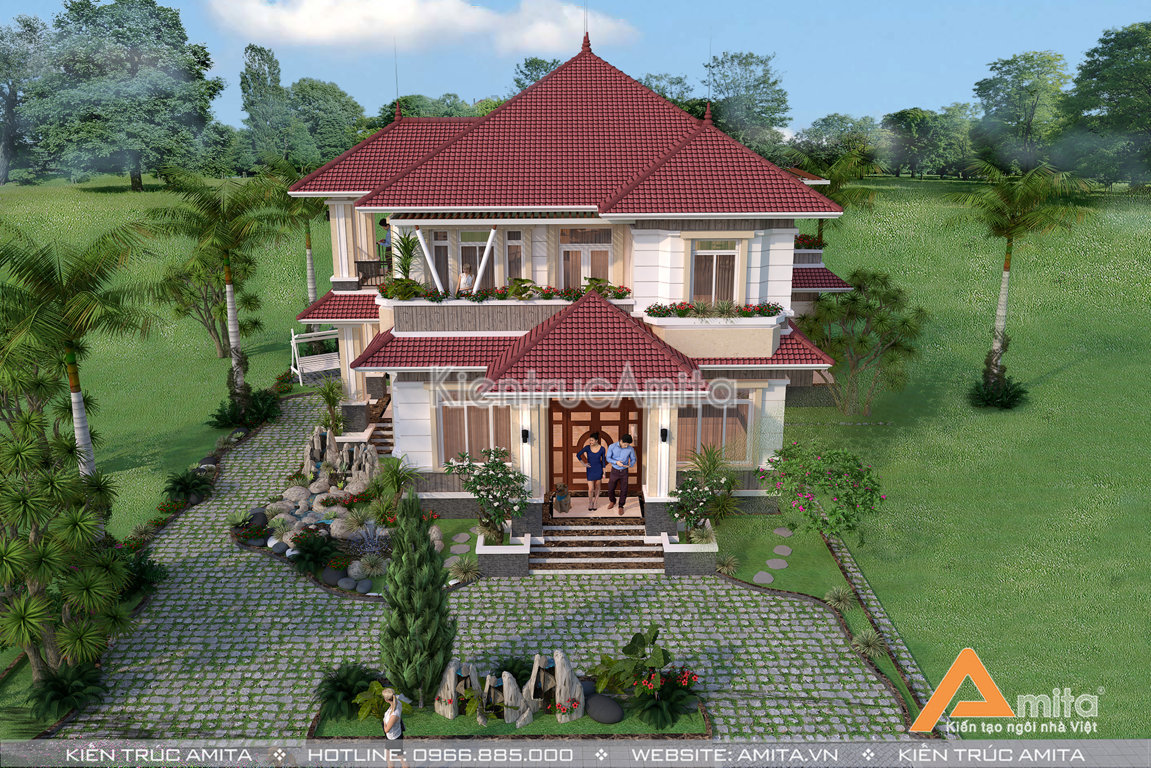 mẫu nhà biệt thự mini 2 tầng hiện đại