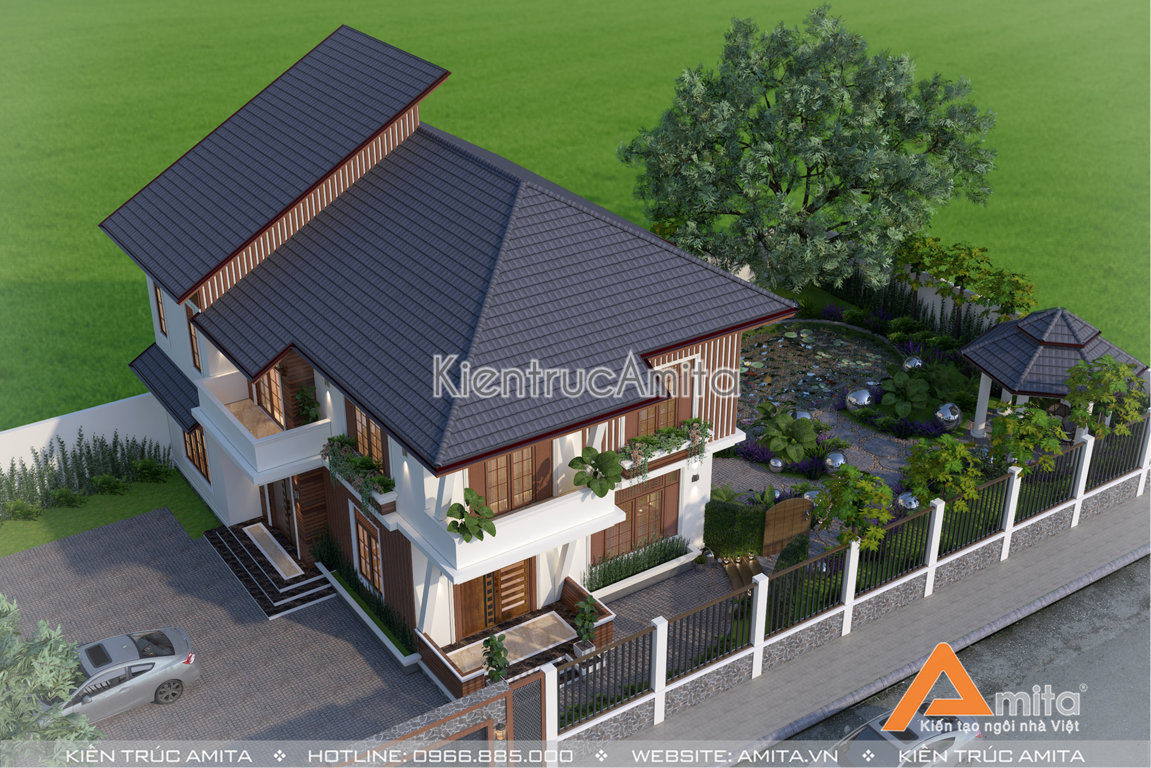 mẫu nhà biệt thự mini 2 tầng hiện đại