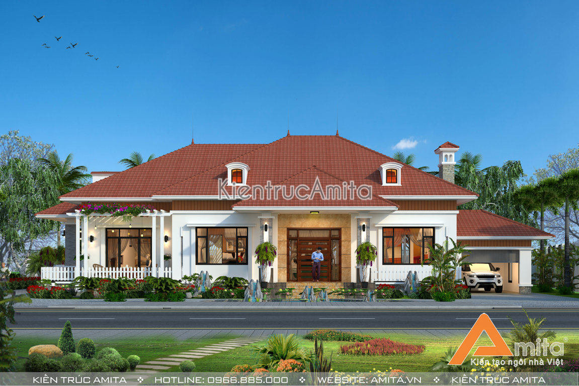 nhà vườn 1 tầng 4 phòng ngủ