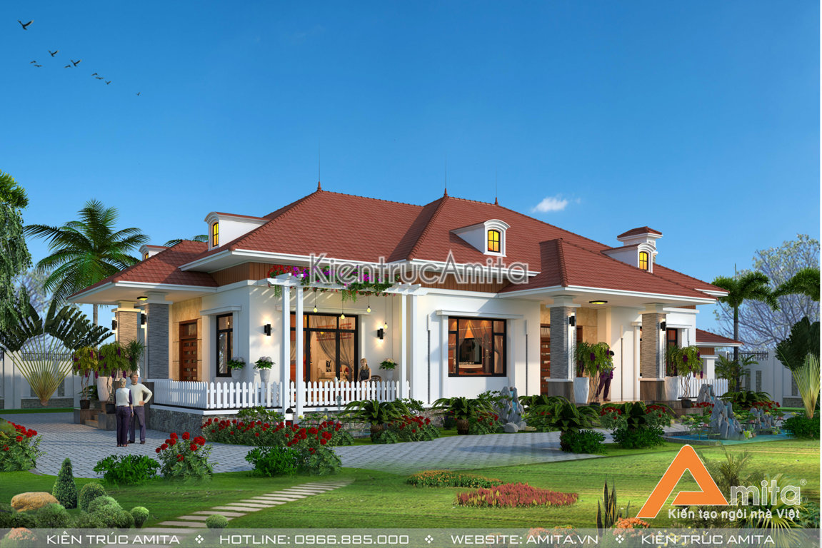 nhà vườn 1 tầng 4 phòng ngủ