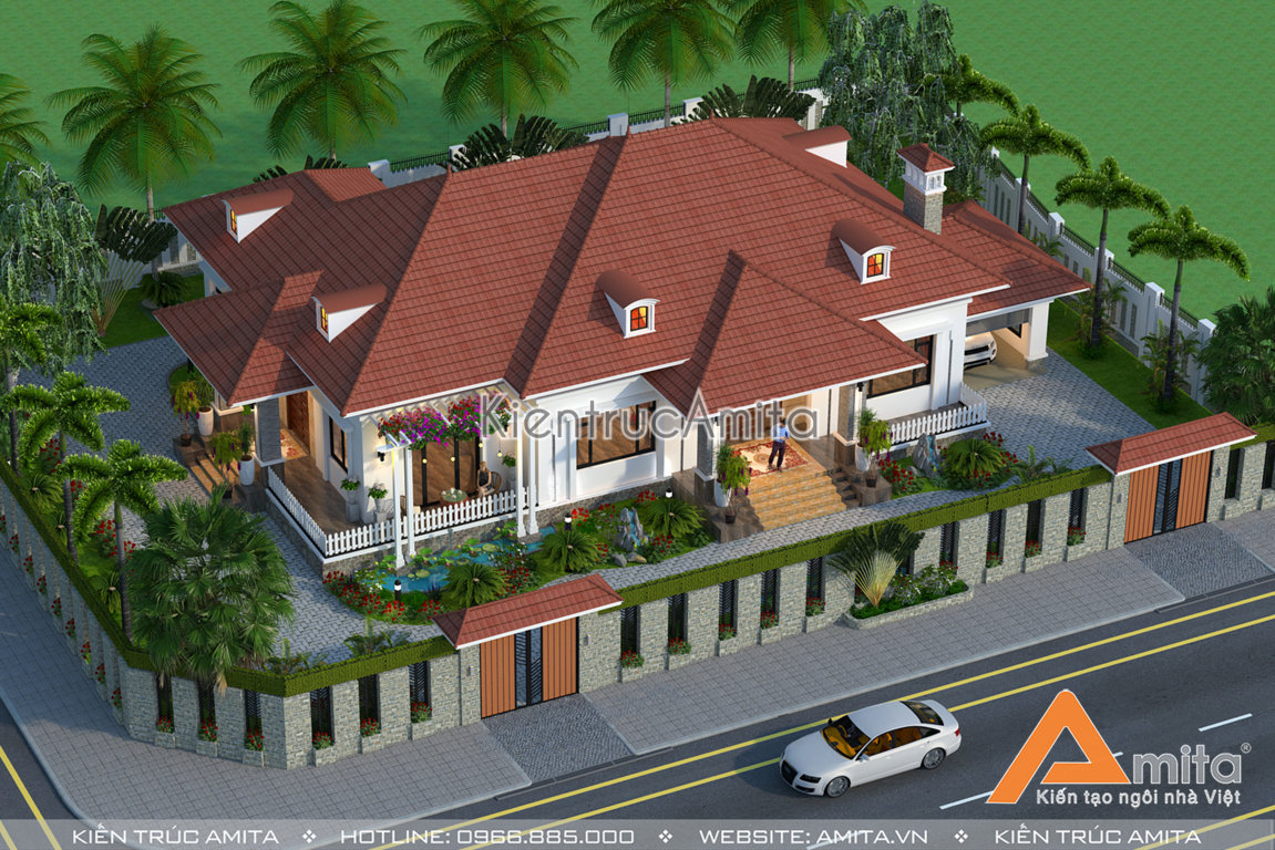 nhà vườn 1 tầng 4 phòng ngủ