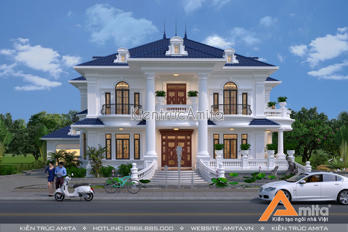 thiết kế biệt thự 2 tầng 4 phòng ngủ