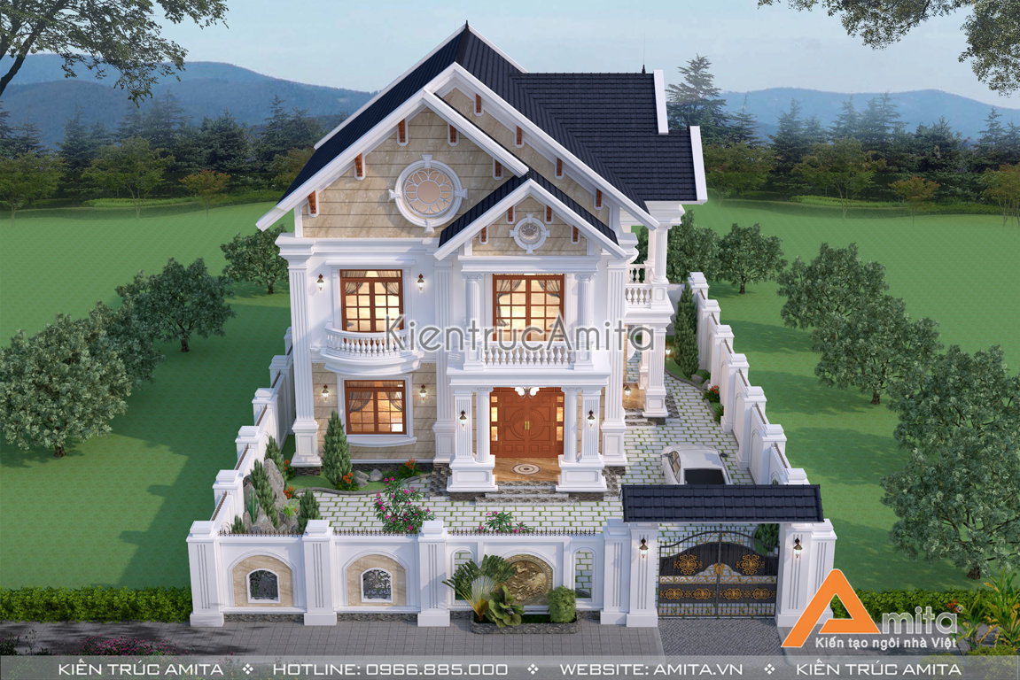 thiết kế biệt thự 2 tầng 4 phòng ngủ