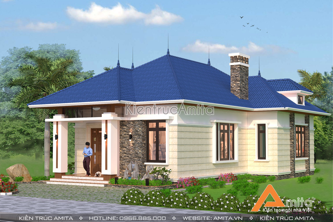 Mẫu biệt thự 1 tầng hiện đại Á Đông