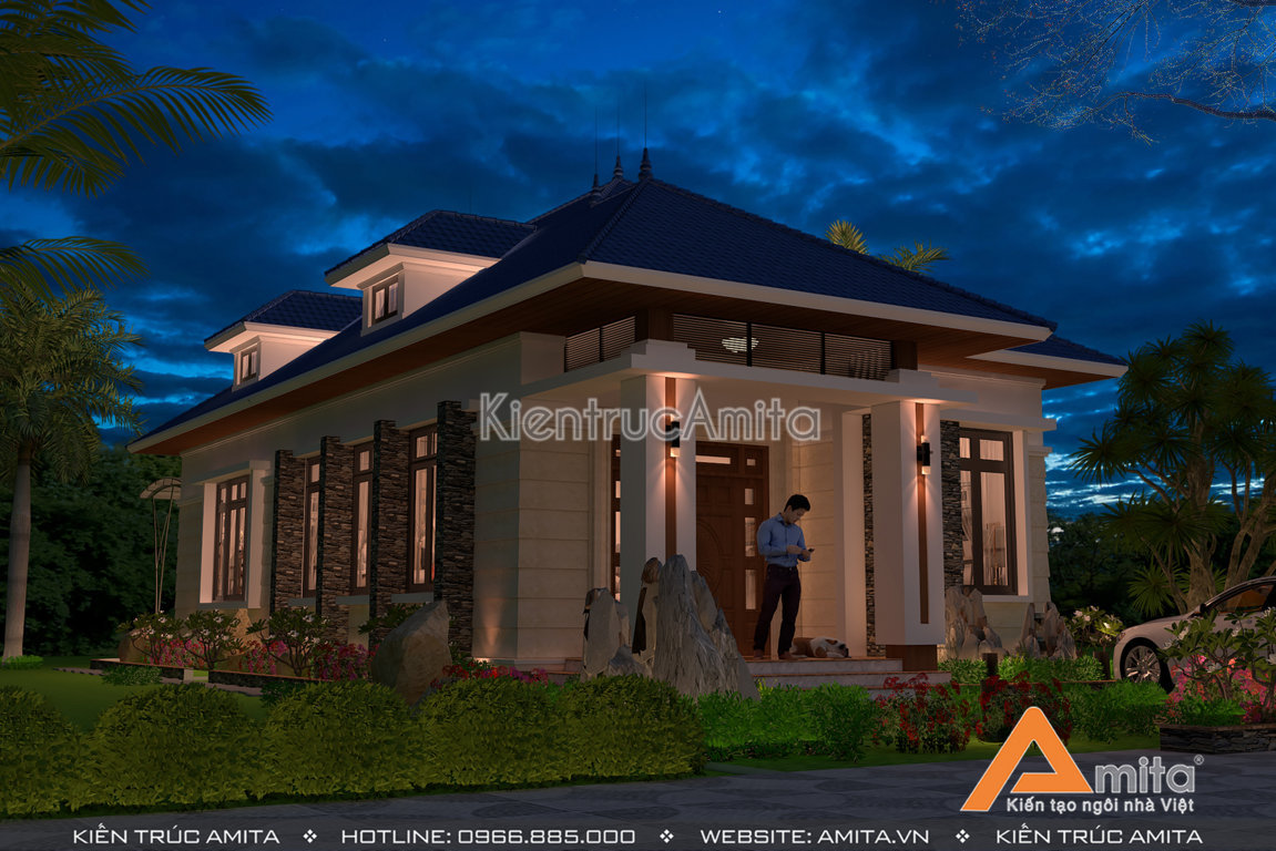 Mẫu biệt thự 1 tầng hiện đại Á Đông