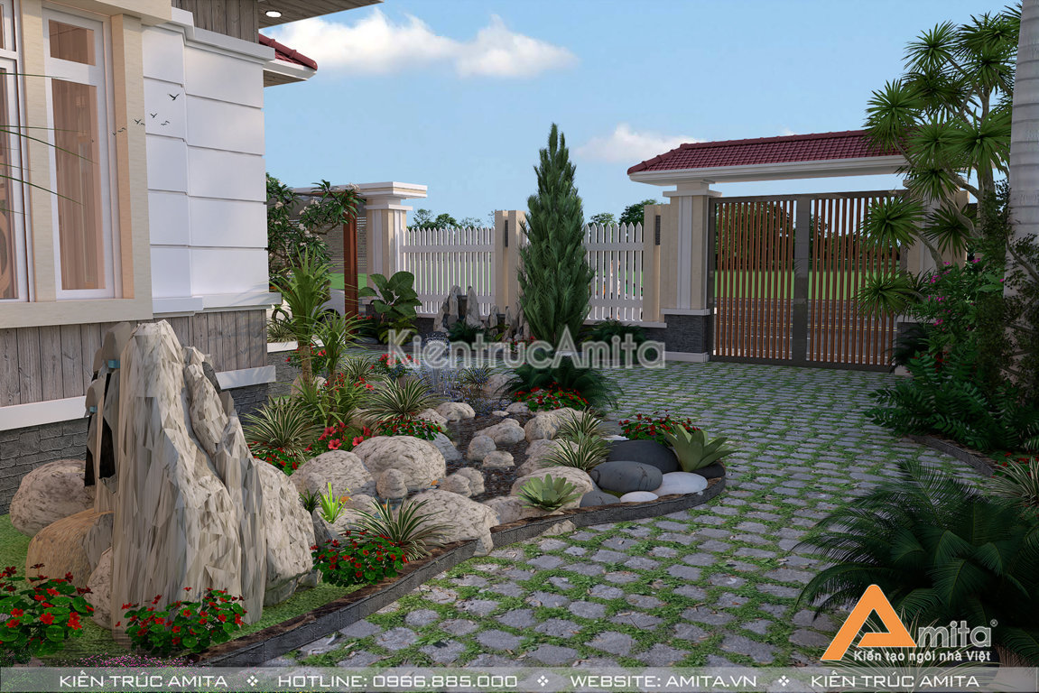 Thiết kế biệt thự hiện đại 2 tầng mái Thái 