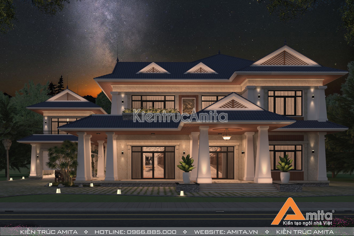 Mẫu biệt thự mái Thái 2 tầng đẹp