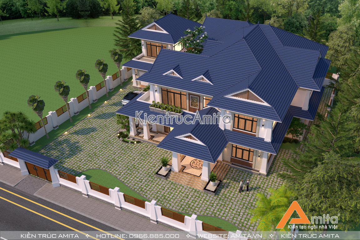 Mẫu biệt thự mái Thái 2 tầng đẹp