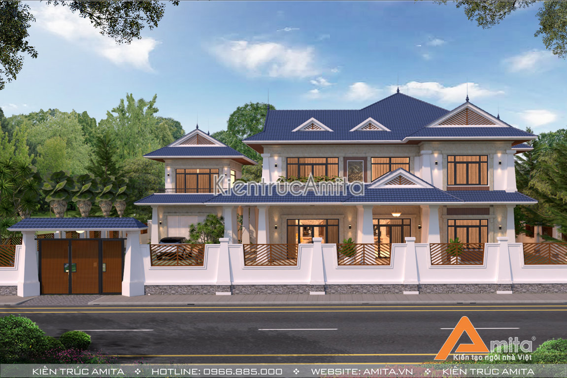 Mẫu biệt thự mái Thái 2 tầng đẹp