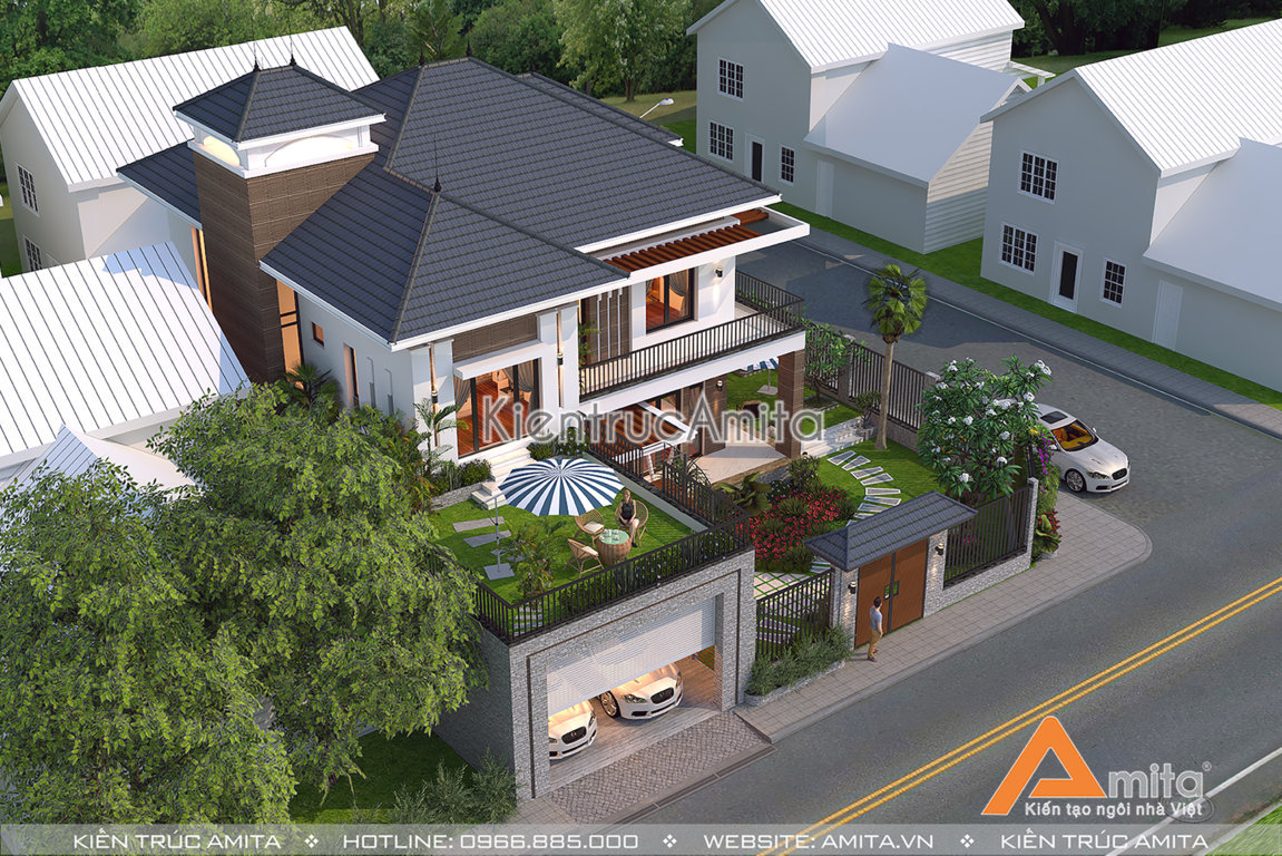 Thiết kế biệt thự 2 tầng hiện đại 