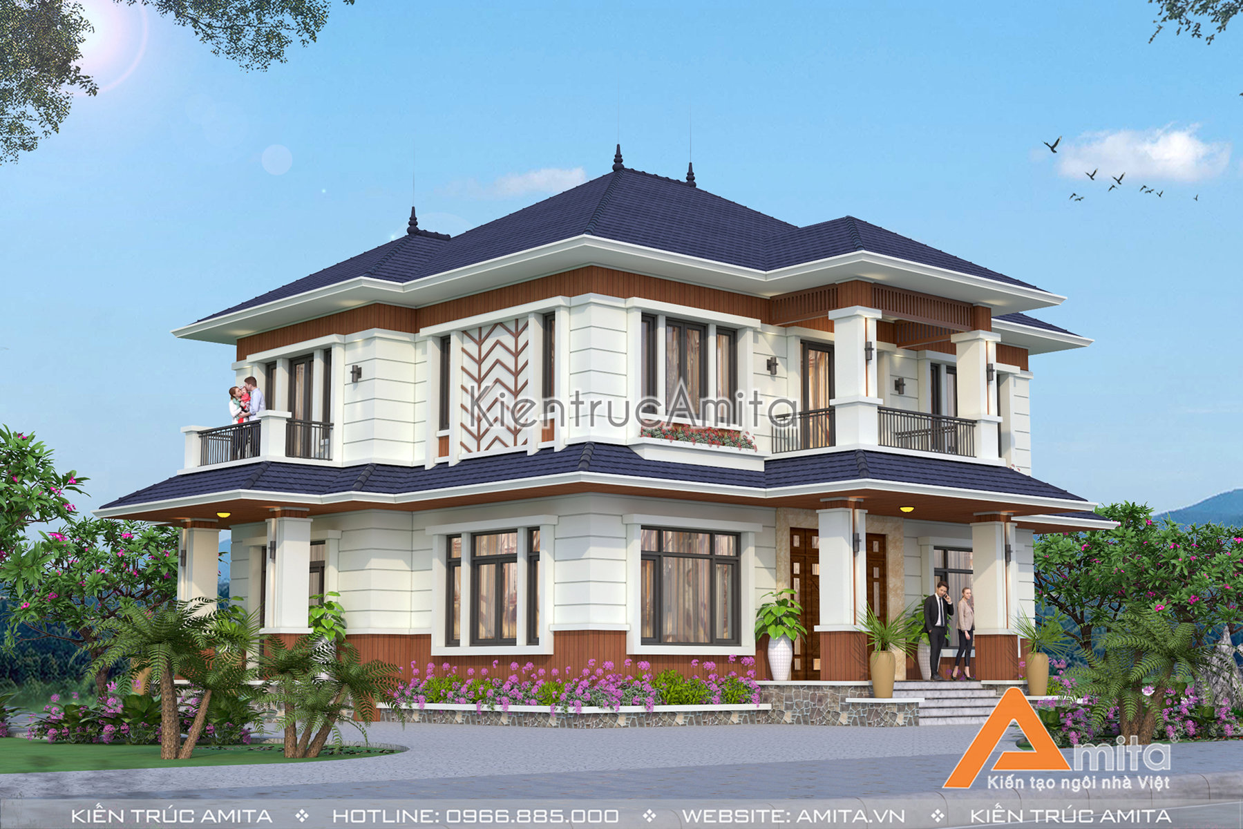 Biệt thự hiện đại 2 tầng 4 phòng ngủ