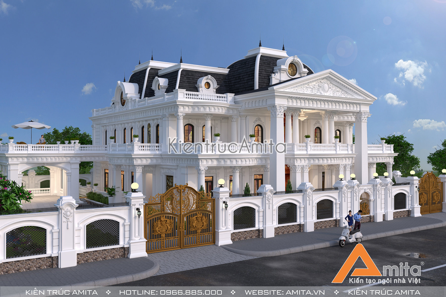 Mẫu dinh thự biệt thự phong cách Pháp