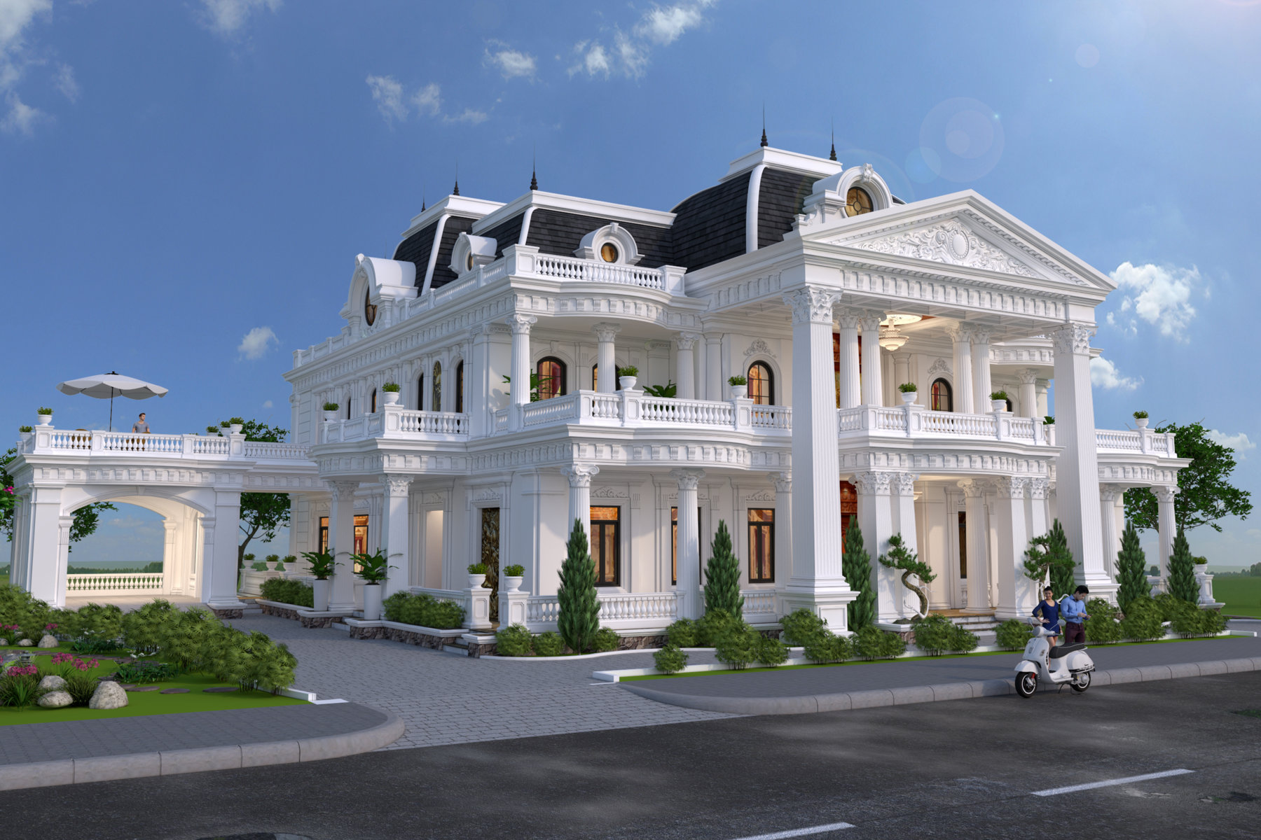 Mẫu dinh thự biệt thự phong cách Pháp