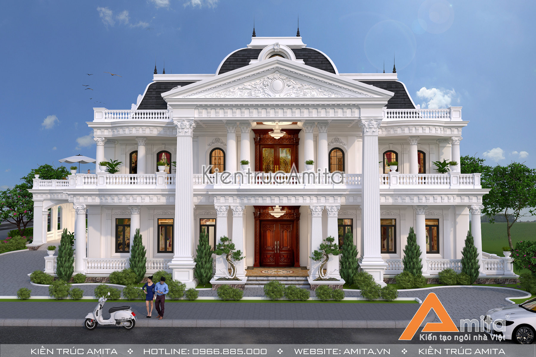 Mẫu dinh thự biệt thự phong cách Pháp