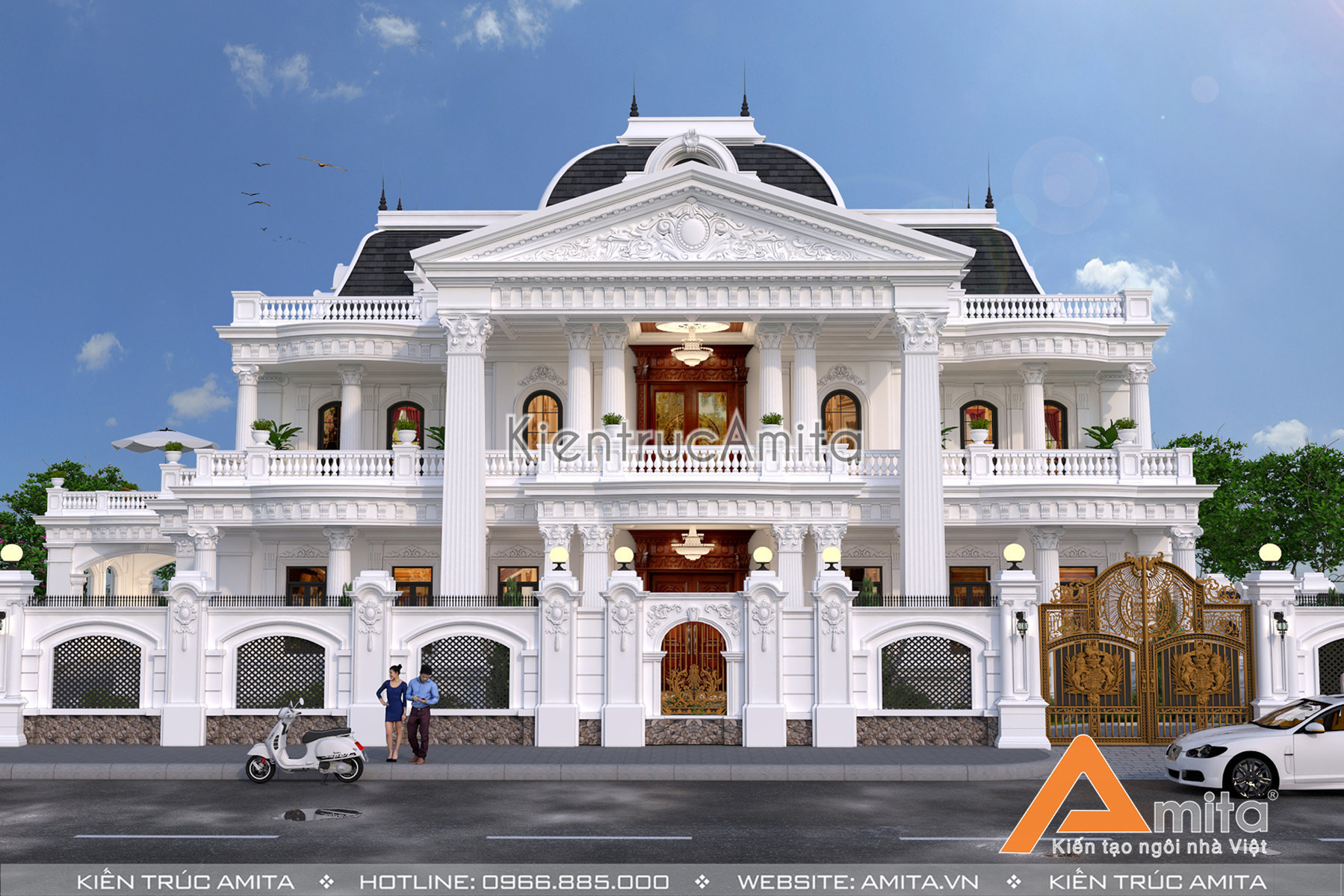 Mẫu dinh thự biệt thự phong cách Pháp