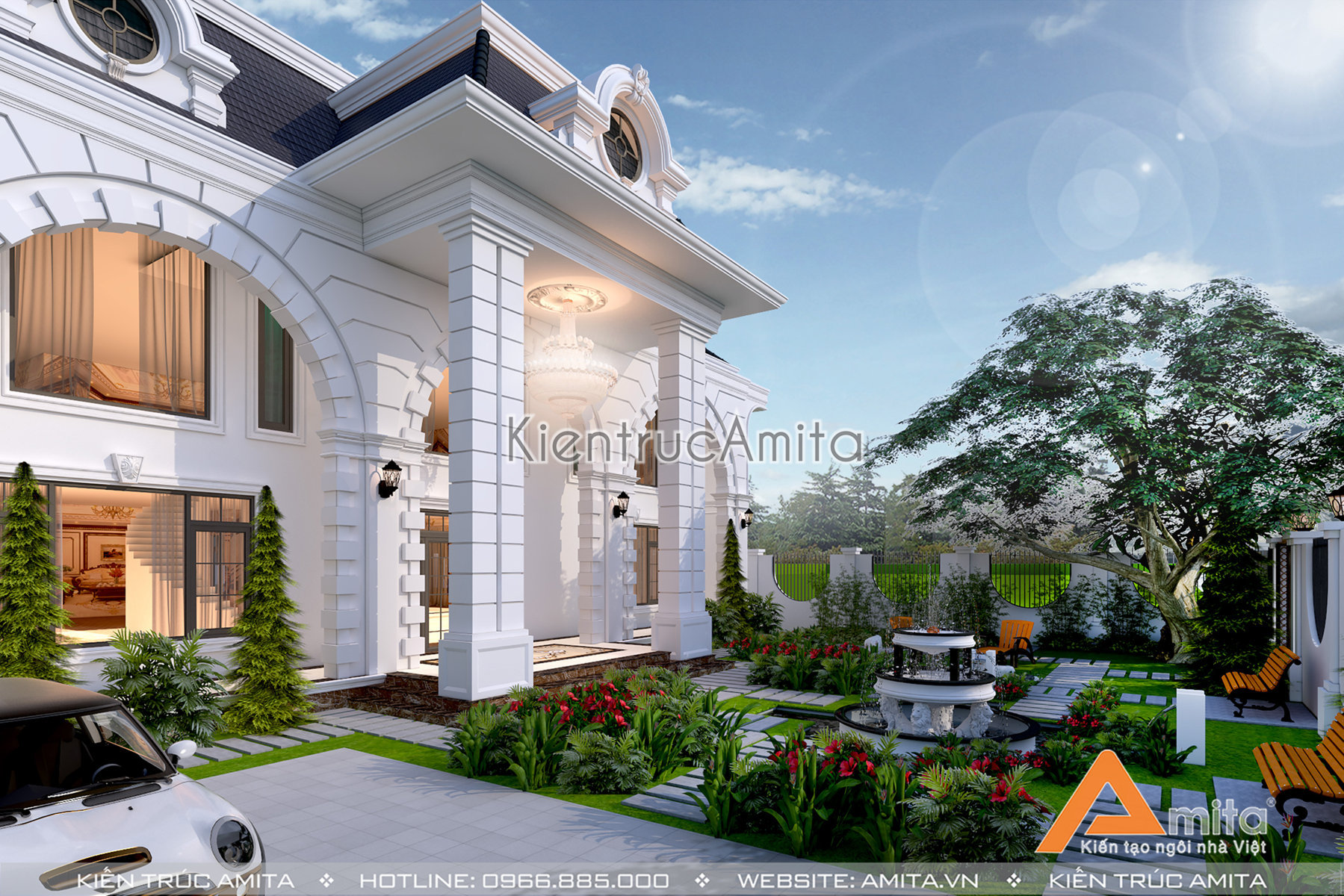 Mẫu nhà biệt thự 2 tầng kiểu Pháp