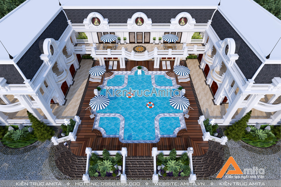 Thiết kế dinh thự 2 tầng kiến trúc Pháp