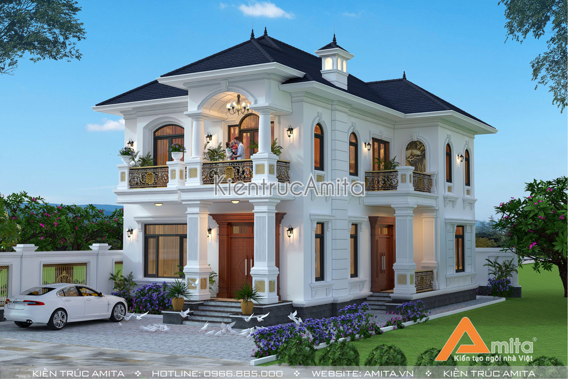 Thiết kế biệt thự 2 tầng tân cổ điển