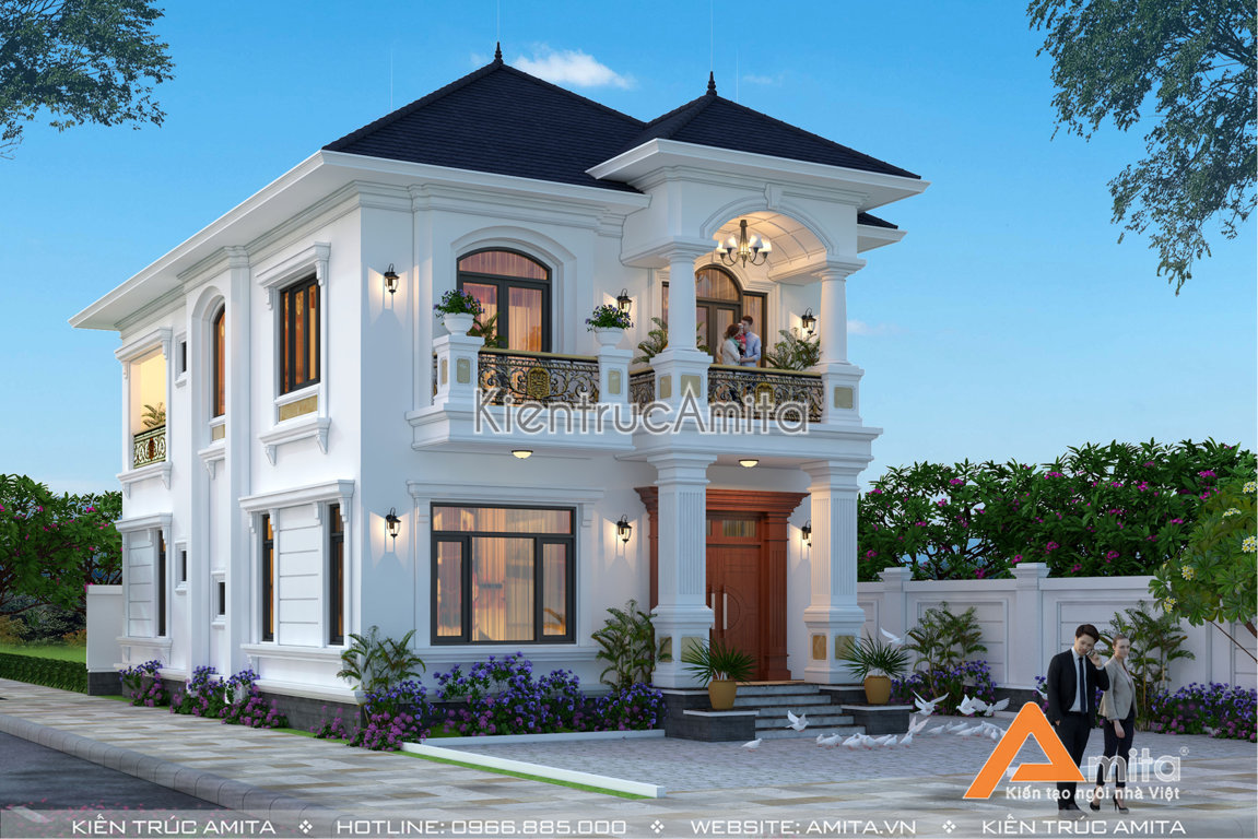 Thiết kế biệt thự 2 tầng tân cổ điển