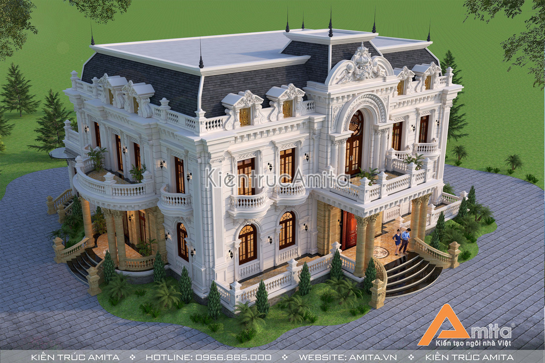 Thiết kế dinh thự biệt thự 2 tầng cổ điển