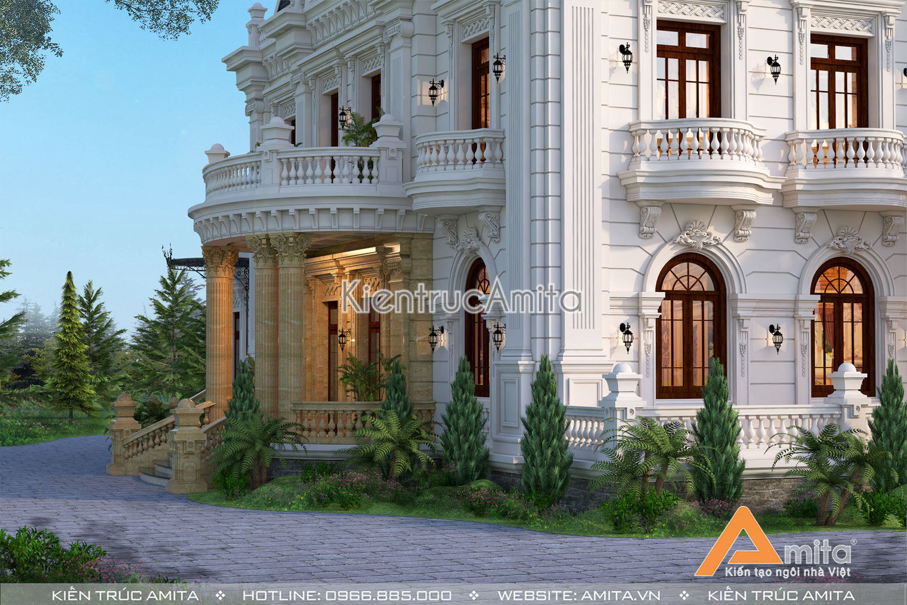 Thiết kế dinh thự biệt thự 2 tầng cổ điển