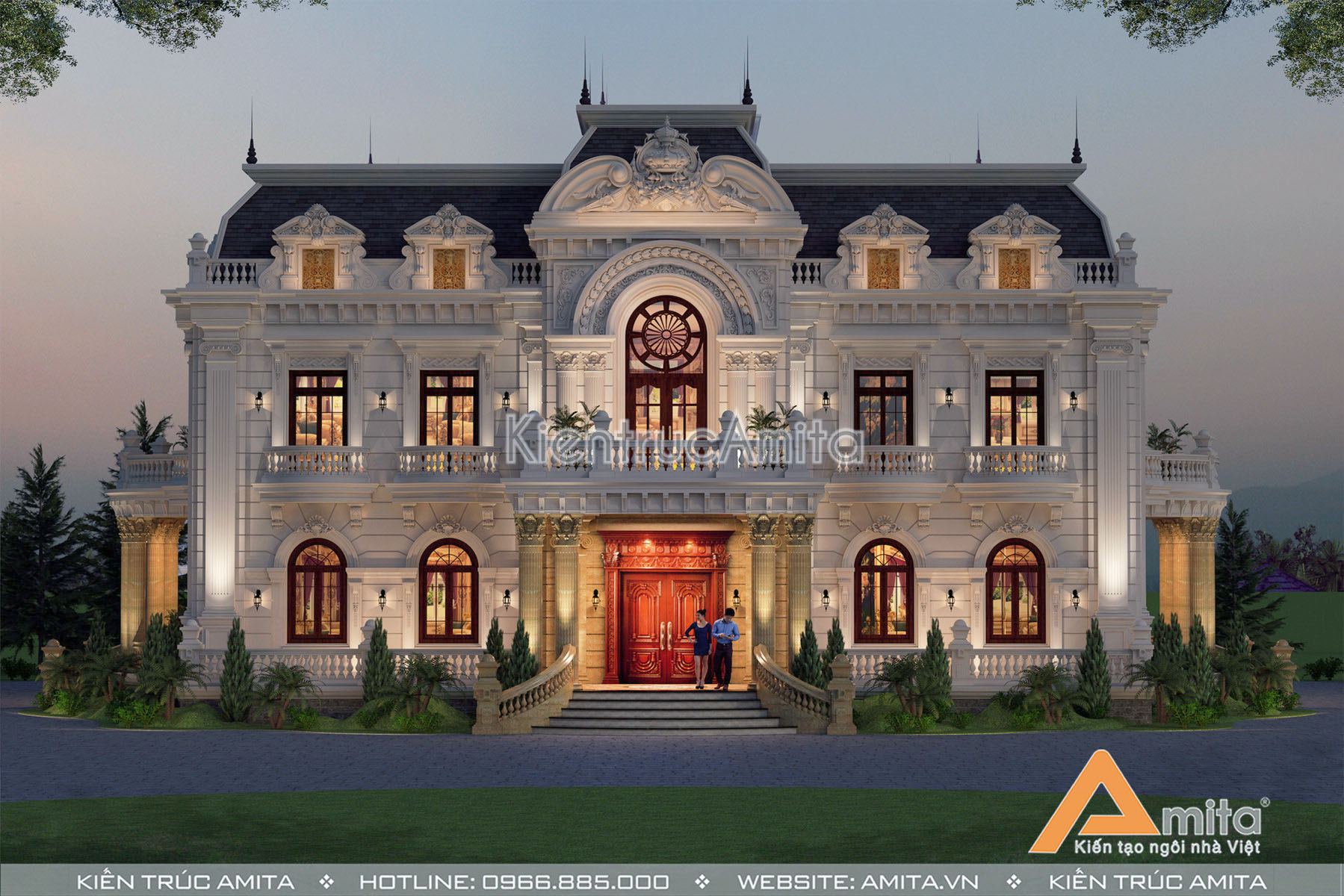 Thiết kế dinh thự biệt thự 2 tầng cổ điển