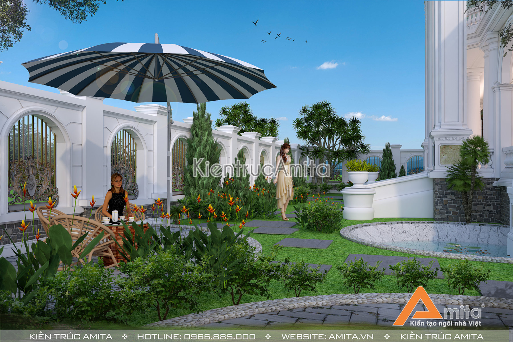 Mẫu thiết kế dinh thự 2 tầng tân cổ điển 